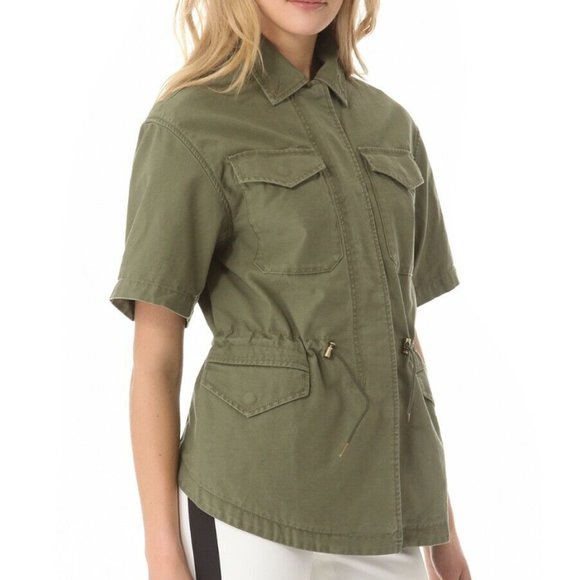 Club Monaco Carol Parka Cotton Utility Jacket Drab Olive Army Green - Picture 2 of 9